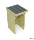Abri à bûches 1 m × 1,30 m – vue du toit en bac acier