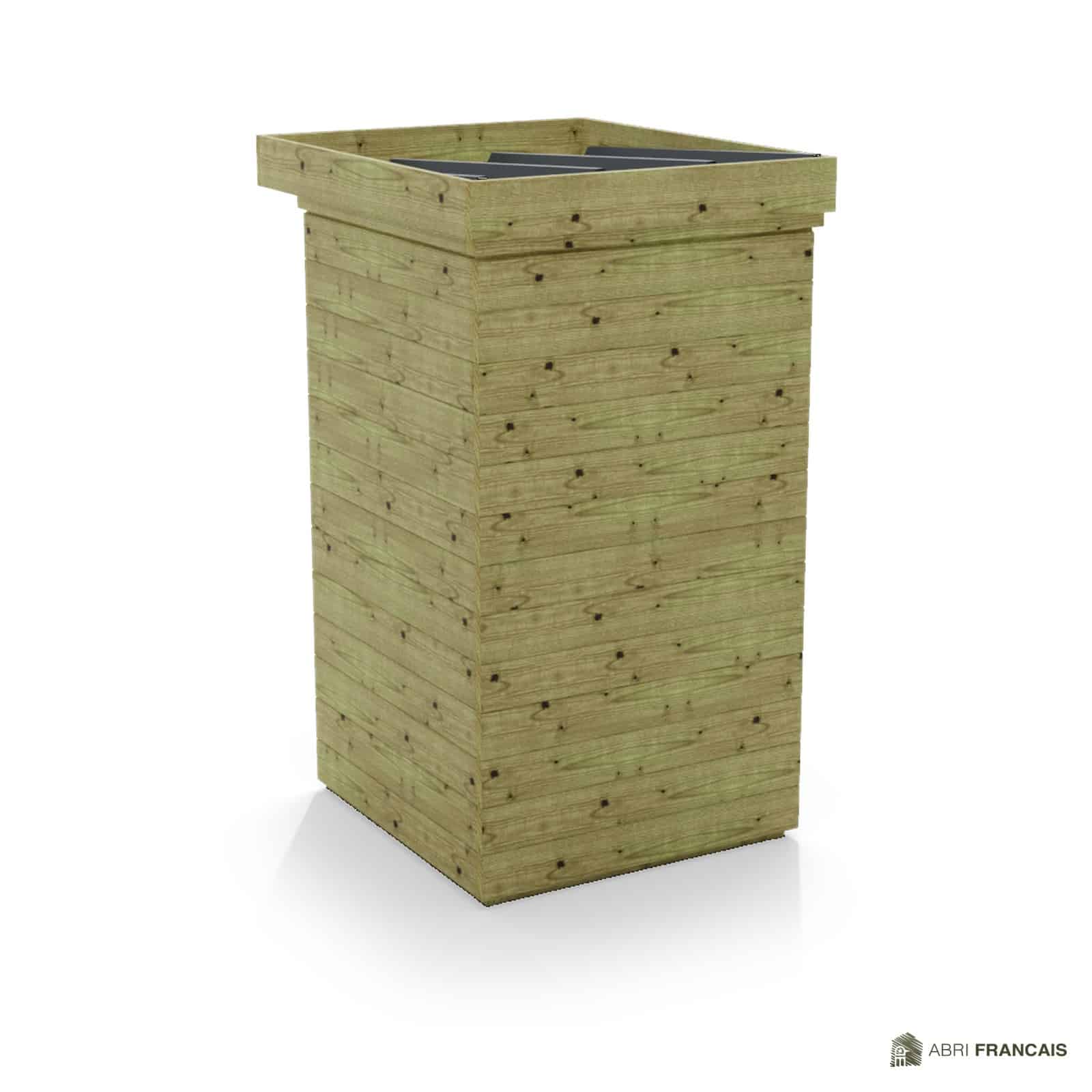 Abri à bûches 1 m × 1,30 m – vue arrière, fond et côtés