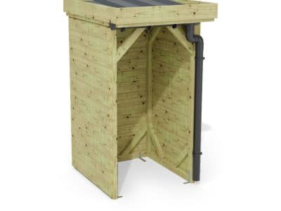 Abri à bûches 1 m × 1,30 m, avec gouttière – rendu 3D sur fond blanc
