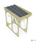 Abri à bûches 1 m × 2,27 m, adossé – vue du toit en bac acier