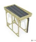 Abri à bûches 1 m × 2,27 m, avec gouttière – vue du toit en bac acier