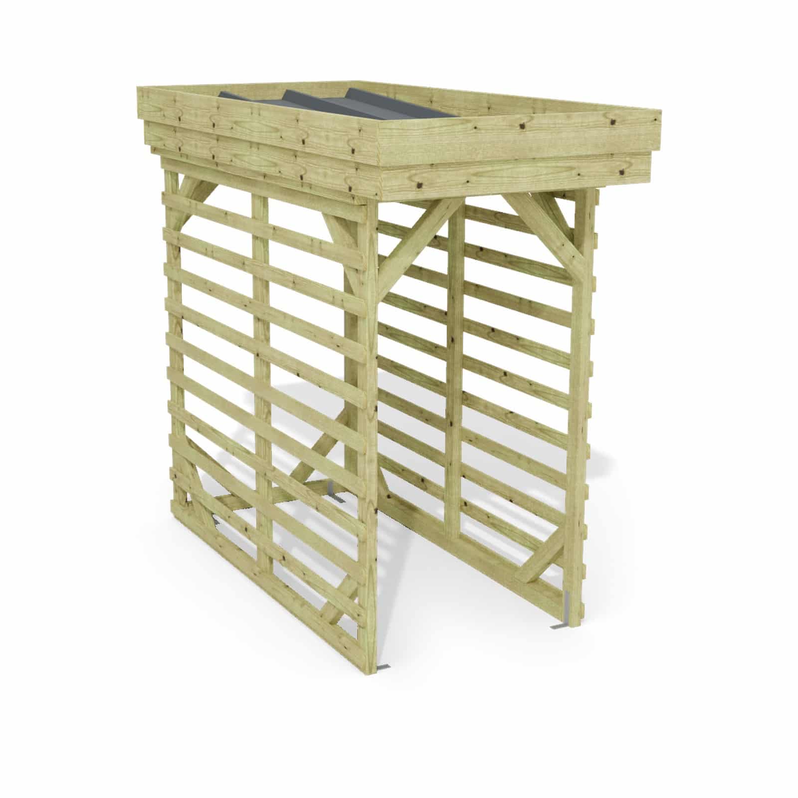 Abri à bûches 1 m × 2,27 m – rendu 3D sur fond blanc