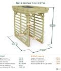 Abri à bûches 1 m × 2,27 m – cotes extérieures et intérieures