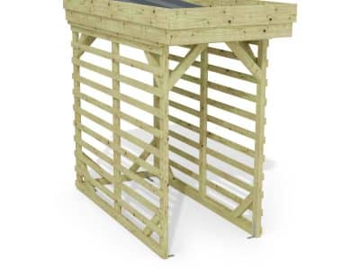 Abri à bûches 1 m × 2,27 m, adossé – rendu 3D sur fond blanc