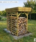 Abri à bûches 1 m × 2,27 m, adossé – mise en situation