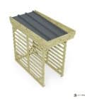 Abri à bûches 1 m × 2,27 m, adossé – vue du toit en bac acier