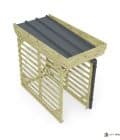 Abri à bûches 1 m × 2,27 m, adossé, avec gouttière – vue du toit en bac acier