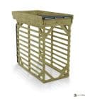 Abri à bûches 1 m × 2,27 m, adossé, avec gouttière – vue arrière, fond et côtés