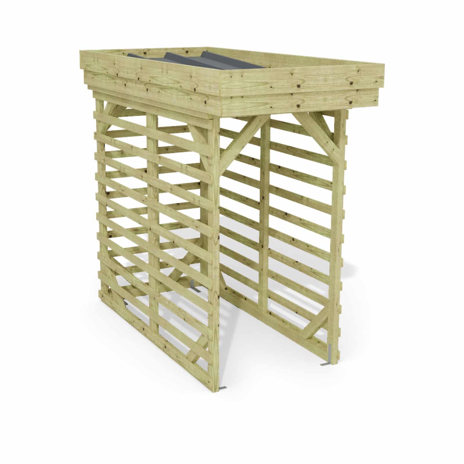 Abri à bûches 1 m × 2,27 m – rendu 3D sur fond blanc