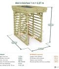 Abri à bûches 1 m × 2,27 m – cotes extérieures et intérieures