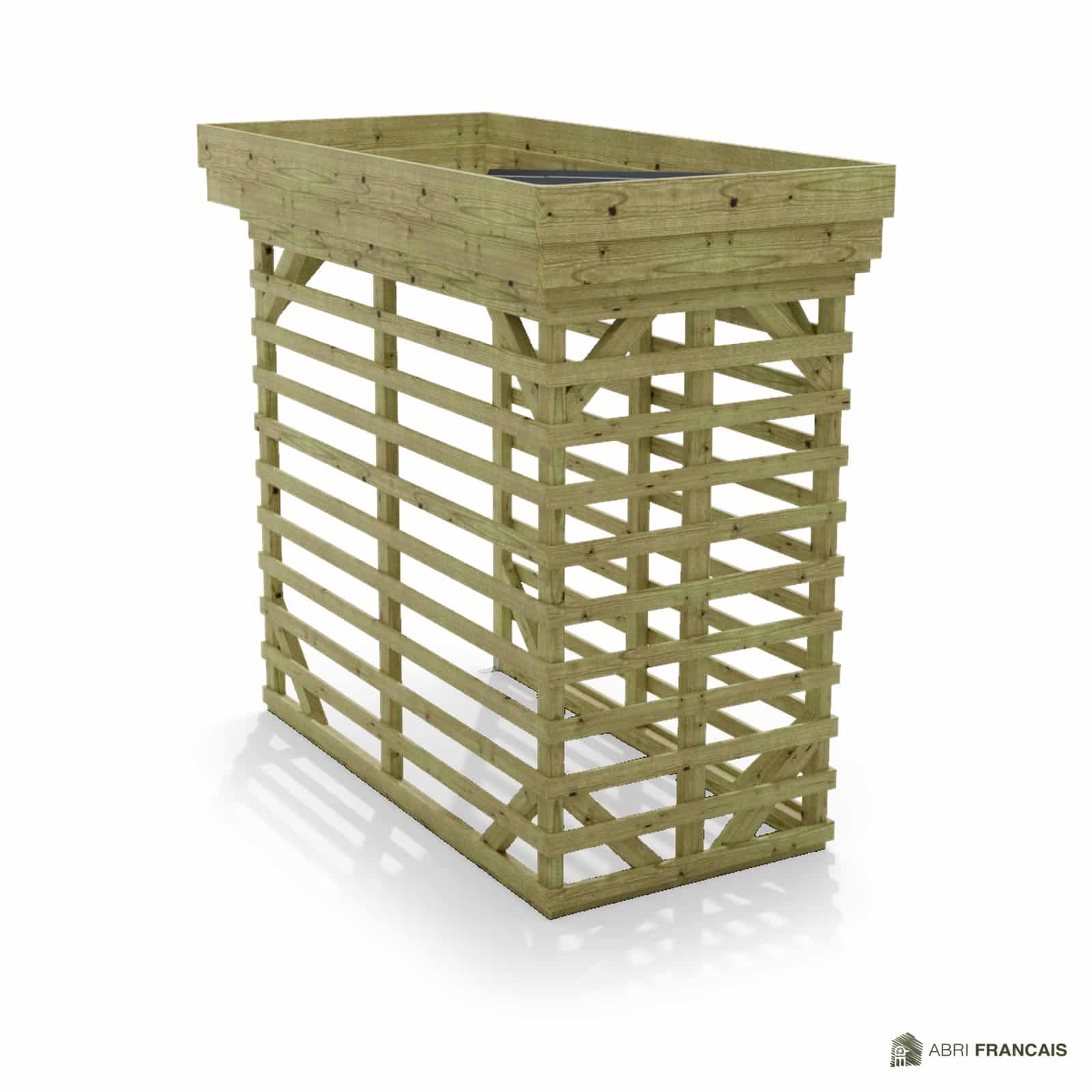 Abri à bûches 1 m × 2,27 m – vue arrière, fond et côtés