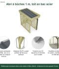 Abri à bûches 1 m × 2,27 m, avec gouttière – points forts
