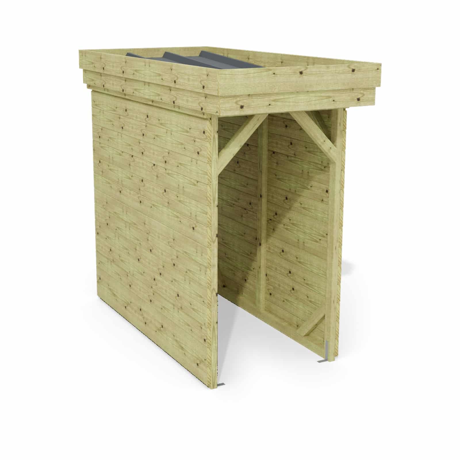 Abri à bûches 1 m × 2,27 m – rendu 3D sur fond blanc