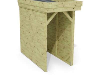 Abri à bûches 1 m × 2,27 m, adossé – rendu 3D sur fond blanc