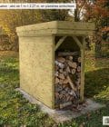 Abri à bûches 1 m × 2,27 m, adossé – mise en situation