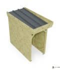 Abri à bûches 1 m × 2,27 m, adossé – vue du toit en bac acier