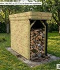 Abri à bûches 1 m × 2,27 m, adossé, avec gouttière – mise en situation