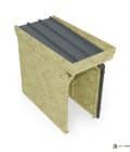 Abri à bûches 1 m × 2,27 m, adossé, avec gouttière – vue du toit en bac acier