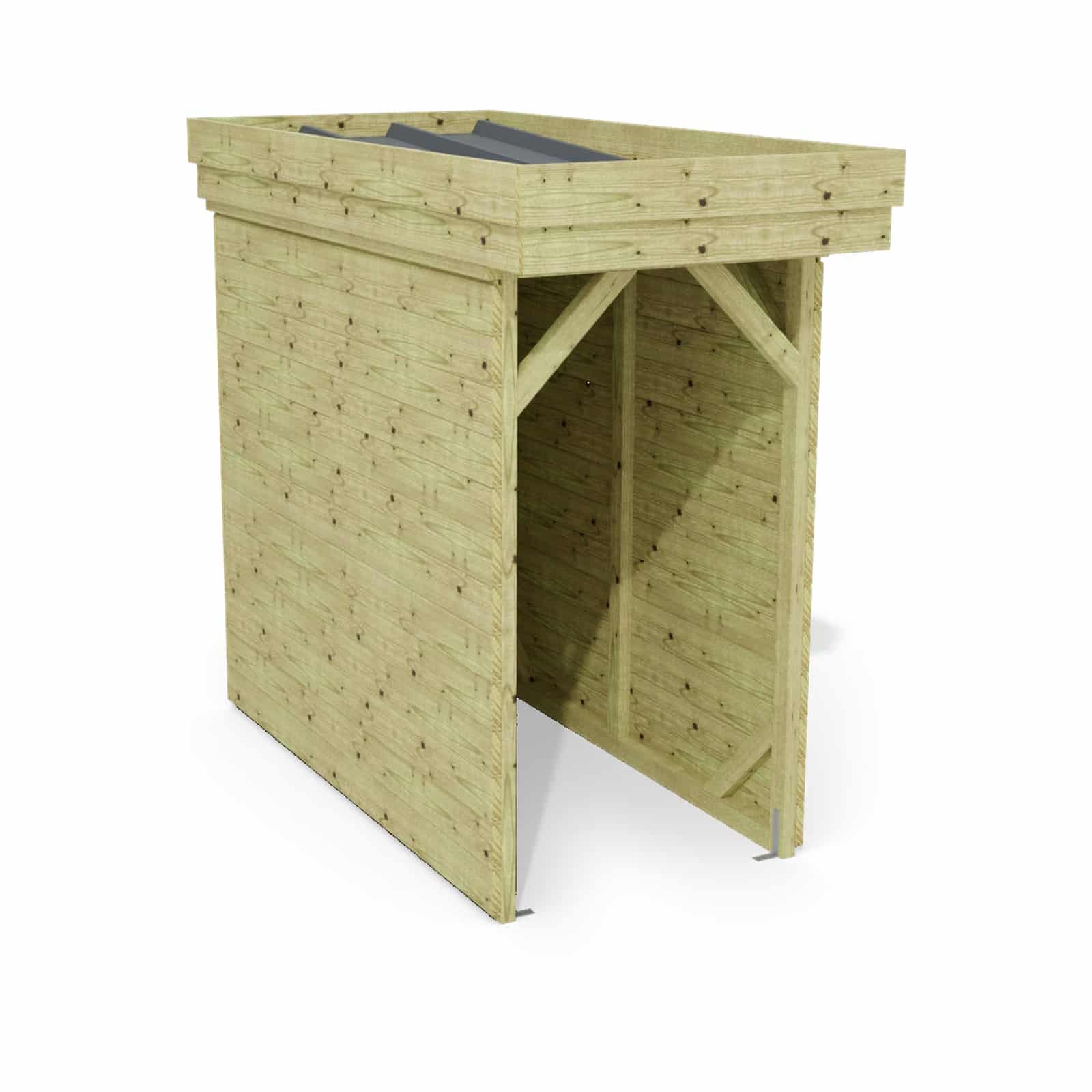 Abri à bûches 1 m × 2,27 m – rendu 3D sur fond blanc