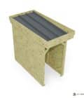 Abri à bûches 1 m × 2,27 m – vue du toit en bac acier