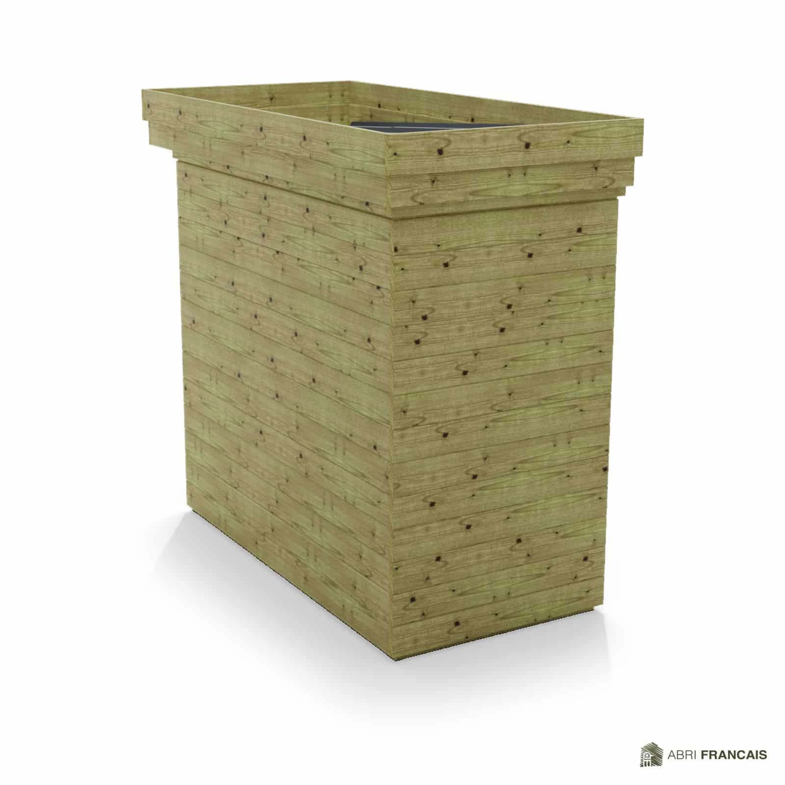 Abri à bûches 1 m × 2,27 m – vue arrière, fond et côtés