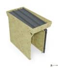 Abri à bûches 1 m × 2,27 m, avec gouttière – vue du toit en bac acier
