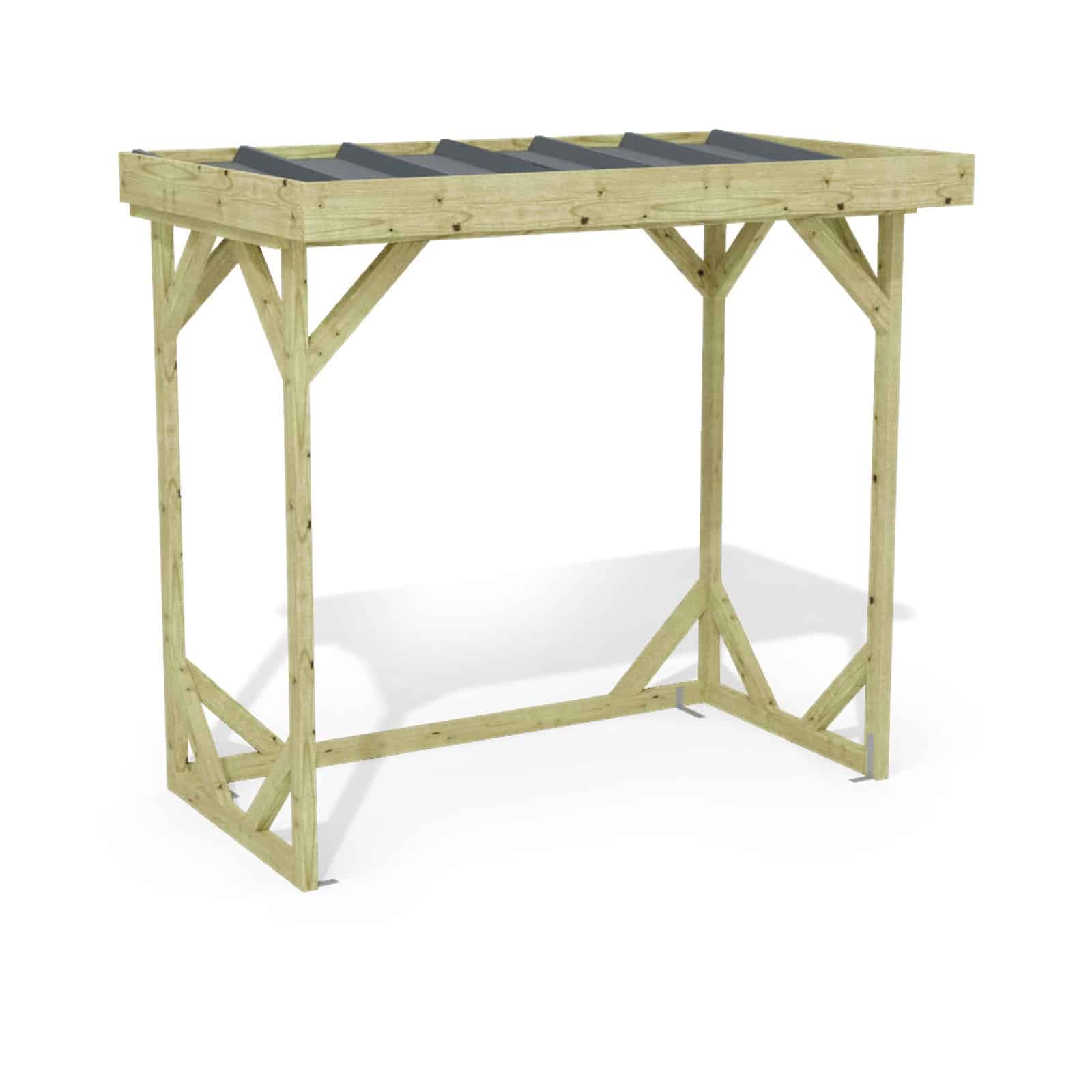 Abri à bûches 2 m × 1,30 m – rendu 3D sur fond blanc