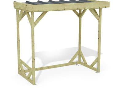 Abri à bûches 2 m × 1,30 m, adossé – rendu 3D sur fond blanc