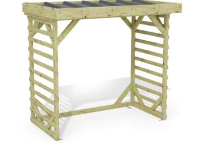 Abri à bûches 2 m × 1,30 m – rendu 3D sur fond blanc