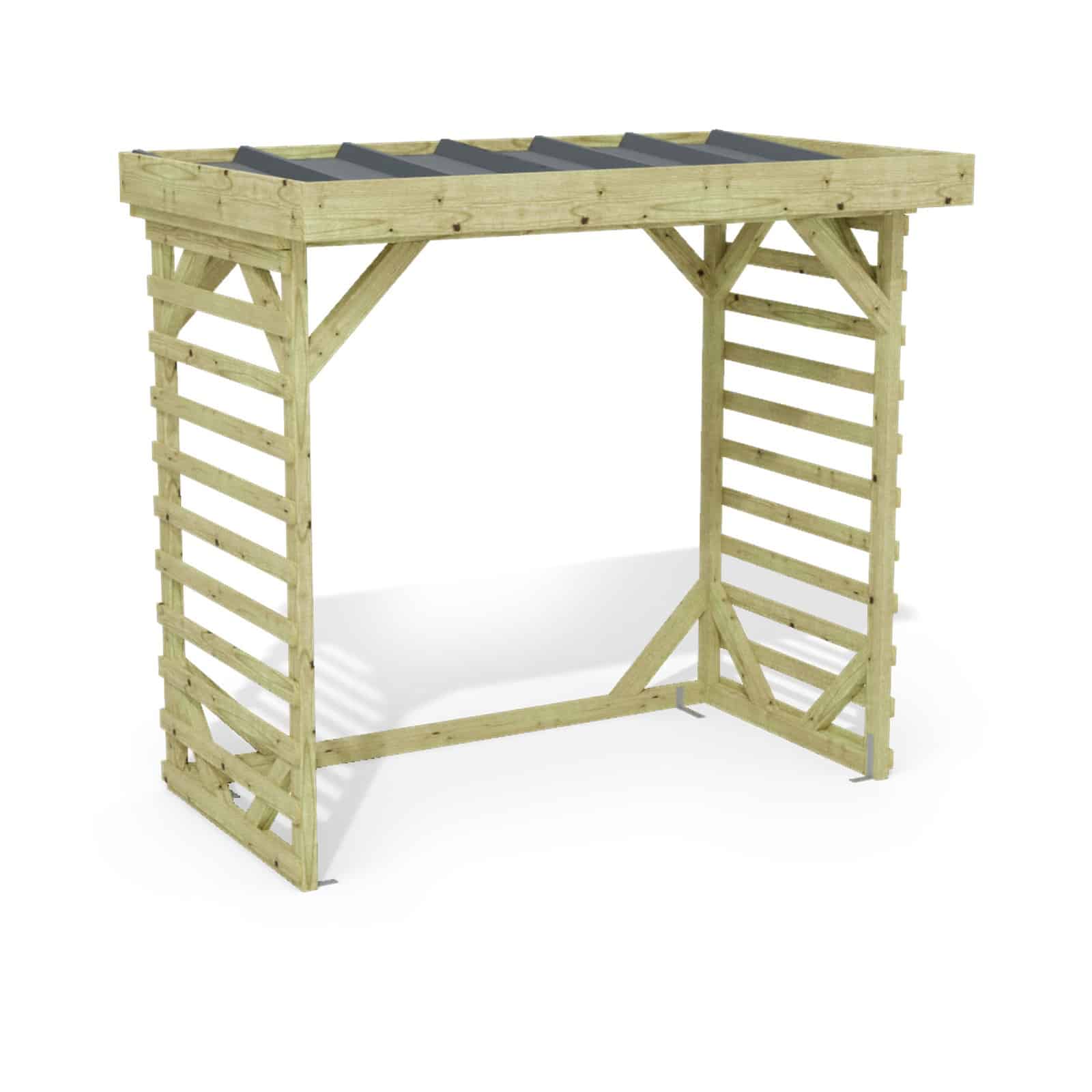 Abri à bûches 2 m × 1,30 m – rendu 3D sur fond blanc
