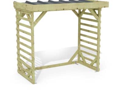 Abri à bûches 2 m × 1,30 m, adossé – rendu 3D sur fond blanc