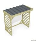 Abri à bûches 2 m × 1,30 m, adossé – vue du toit en bac acier