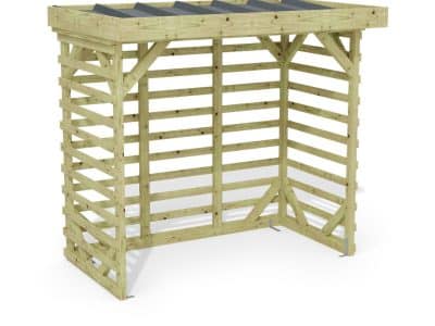 Abri à bûches 2 m × 1,30 m – rendu 3D sur fond blanc