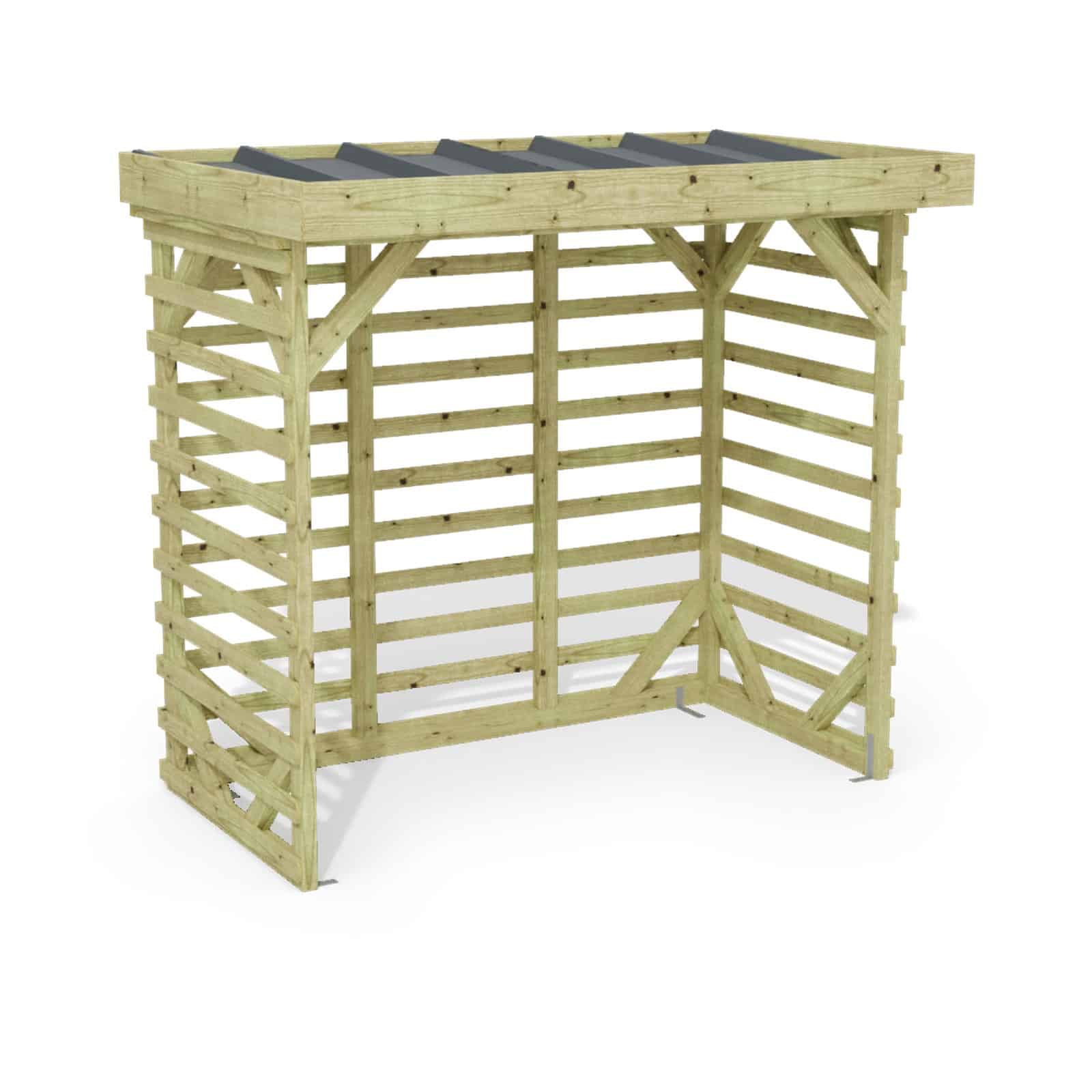 Abri à bûches 2 m × 1,30 m – rendu 3D sur fond blanc