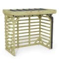 Abri à bûches 2 m × 1,30 m, avec gouttière – rendu 3D sur fond blanc