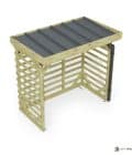 Abri à bûches 2 m × 1,30 m, avec gouttière – vue du toit en bac acier