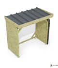 Abri à bûches 2 m × 1,30 m, adossé, avec gouttière – vue du toit en bac acier