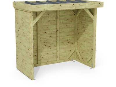 Abri à bûches 2 m × 1,30 m – rendu 3D sur fond blanc