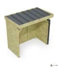 Abri à bûches 2 m × 1,30 m, avec gouttière – vue du toit en bac acier