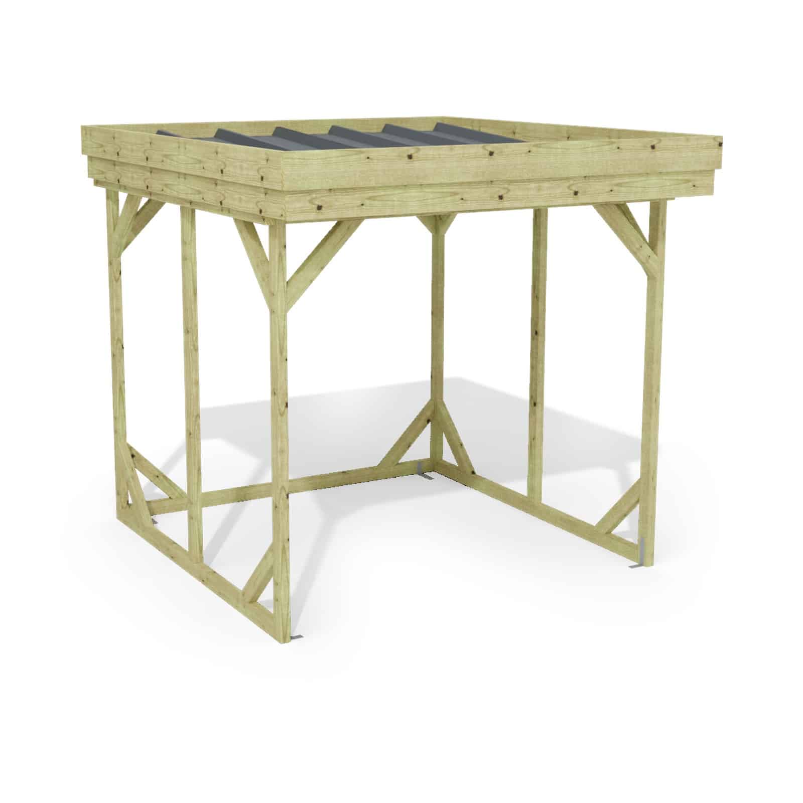 Abri à bûches 2 m × 2,27 m – rendu 3D sur fond blanc