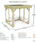 Abri à bûches 2 m × 2,27 m – cotes extérieures et intérieures