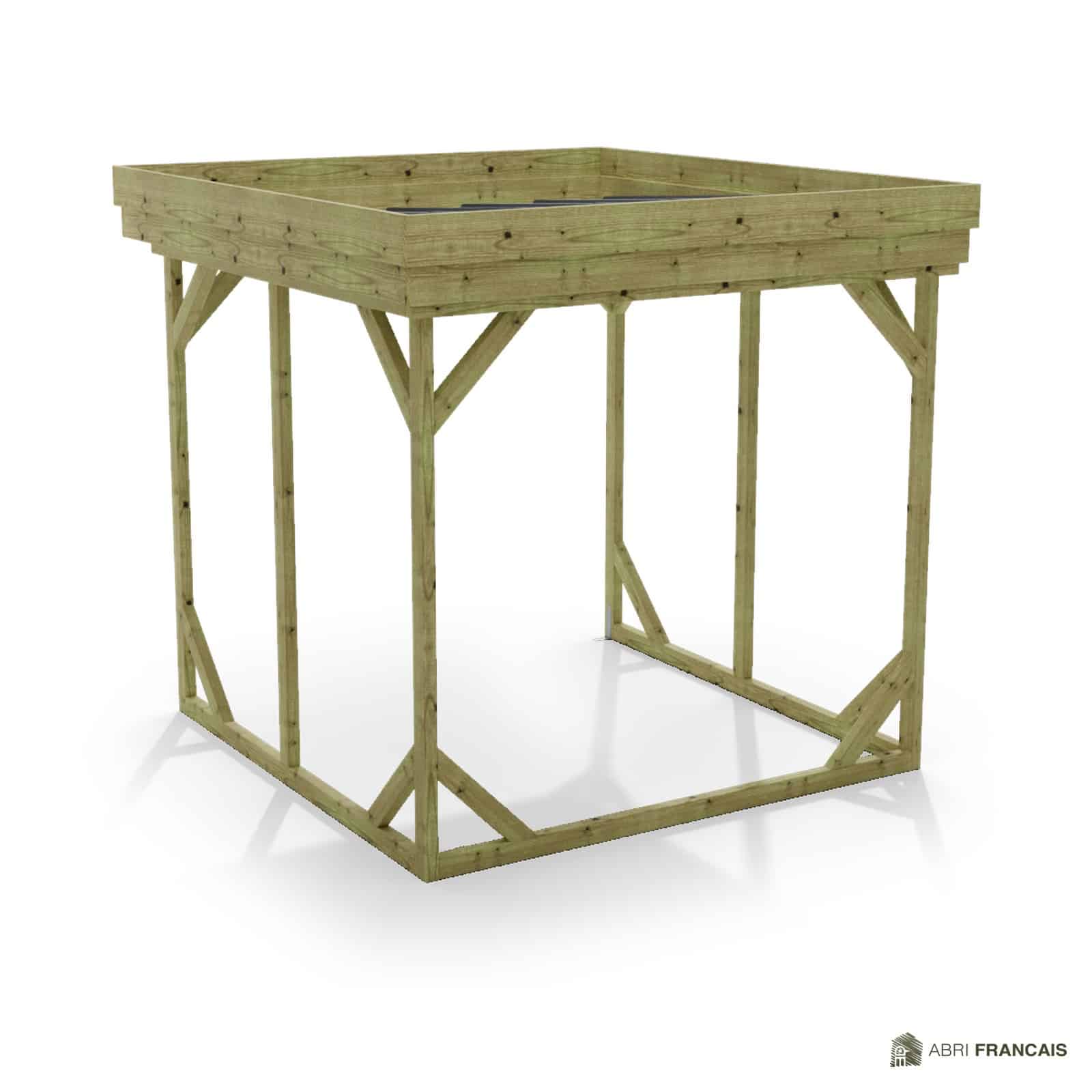 Abri à bûches 2 m × 2,27 m – vue arrière, fond et côtés
