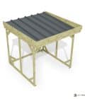 Abri à bûches 2 m × 2,27 m, adossé – vue du toit en bac acier