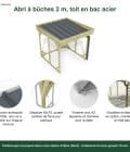 Abri à bûches 2 m × 2,27 m, avec gouttière – points forts