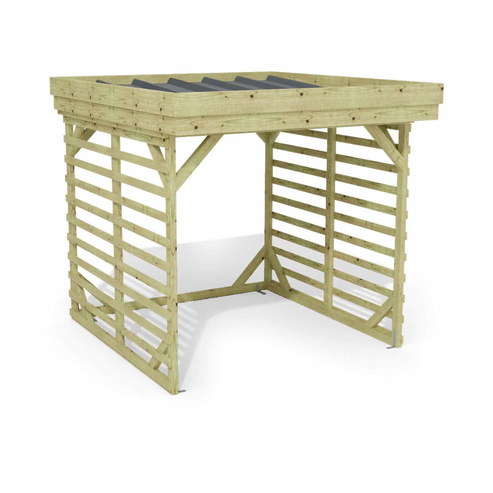 Abri à bûches 2 m × 2,27 m – rendu 3D sur fond blanc