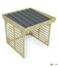 Abri à bûches 2 m × 2,27 m – vue du toit en bac acier