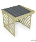 Abri à bûches 2 m × 2,27 m, adossé – vue du toit en bac acier