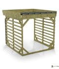 Abri à bûches 2 m × 2,27 m, adossé, avec gouttière – vue arrière, fond et côtés