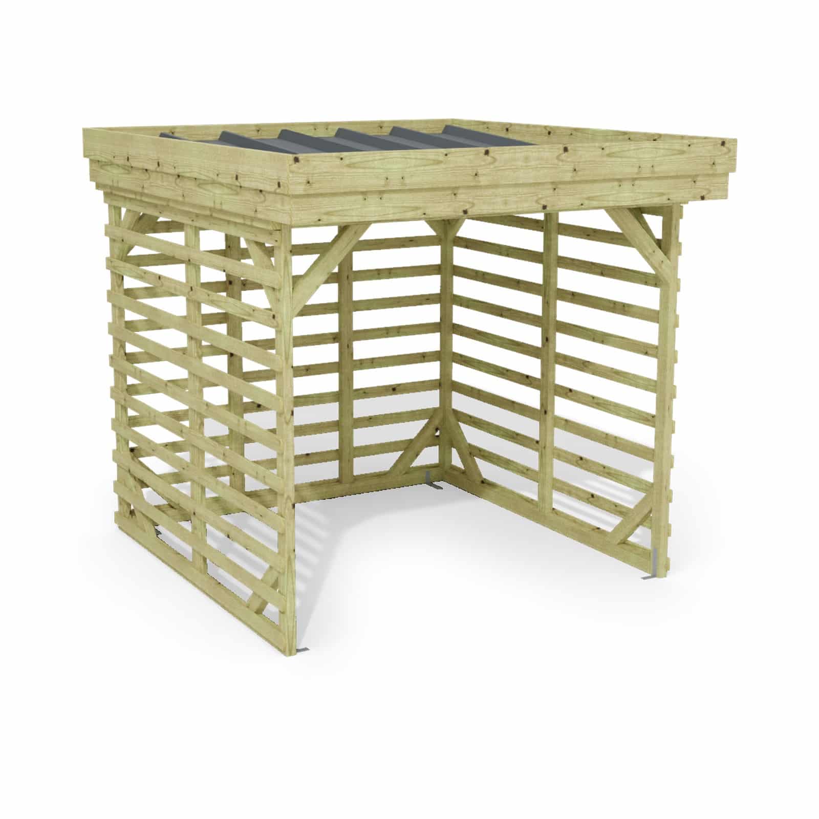Abri à bûches 2 m × 2,27 m – rendu 3D sur fond blanc