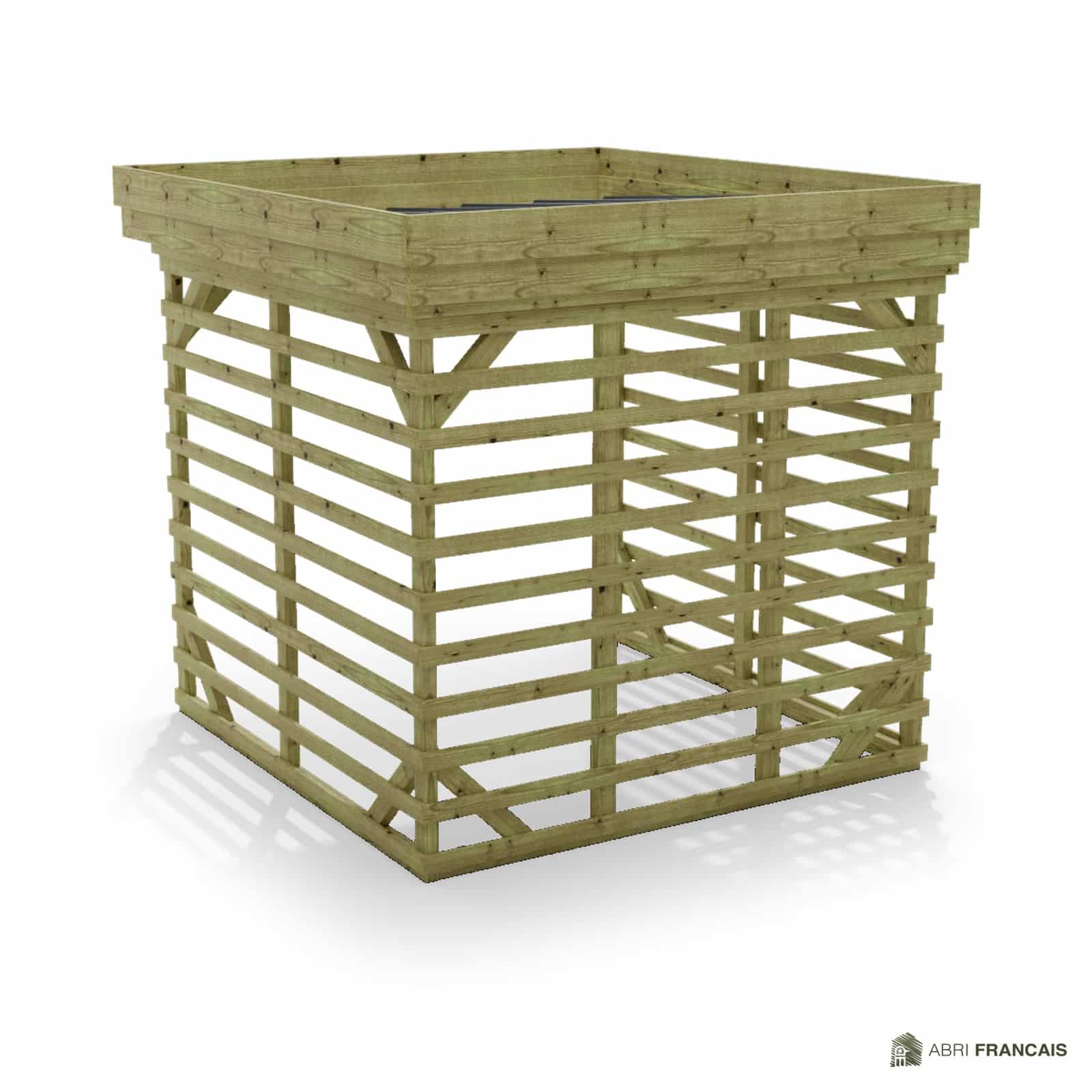 Abri à bûches 2 m × 2,27 m – vue arrière, fond et côtés